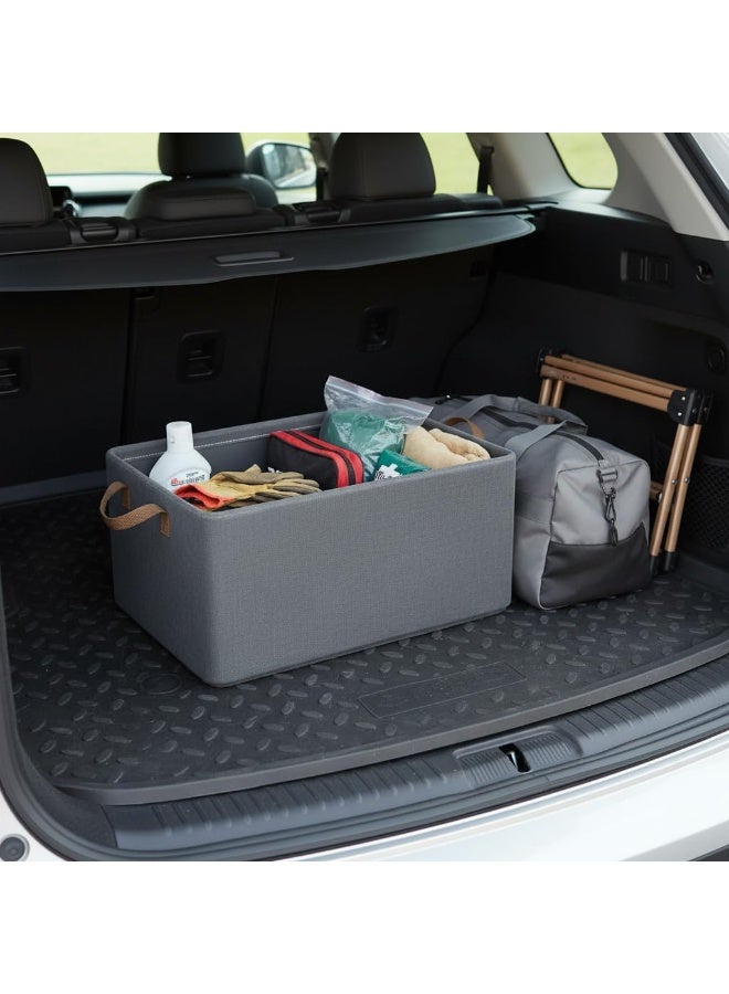 بيوينتي سلال تخزين خزانة قماشية كبيرة قابلة للطي، منظِّمات خزانة قابلة للطي بمقابض، سلال مفتوحة قابلة للطي زخرفية لتنظيم الملابس والألعاب وأرفف غرف الأطفال - Image 3